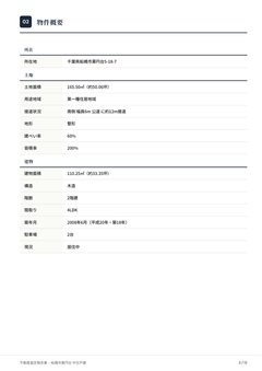 査定書3ページ目 物件概要